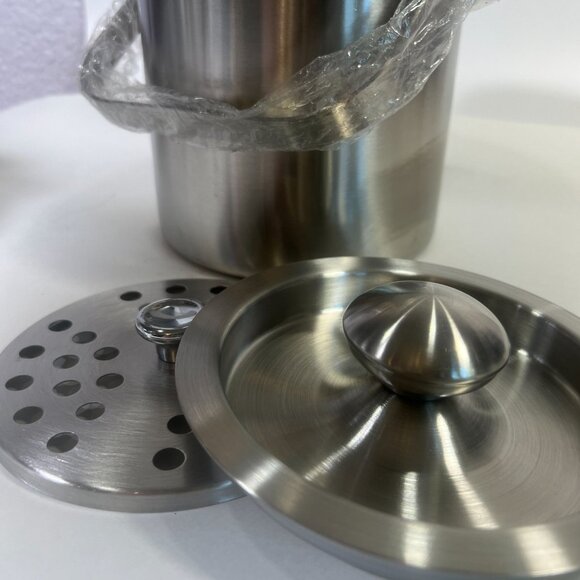 Small Ice Bucket Stainless Steel Insulated With Lid Tongs Drain basket Tiki Bar - Picture 4 of 9